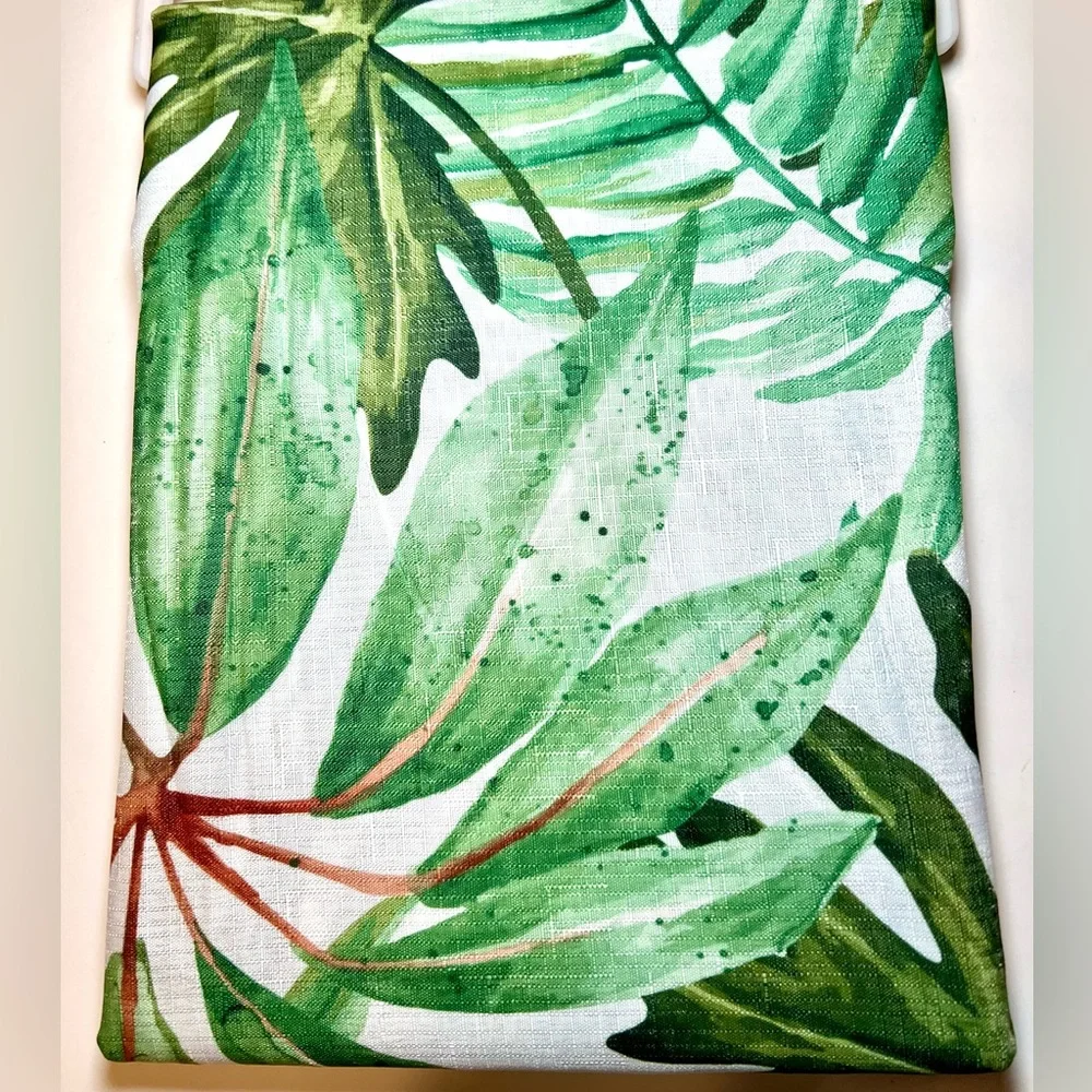 Tropical Green Palm Leaves Fabric Shower Curtain